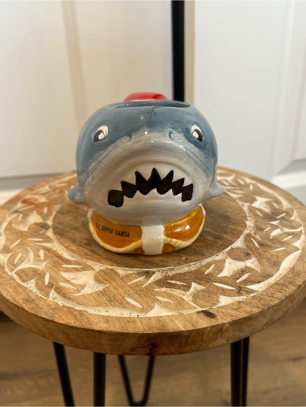 Beach bum Berry Dipping SantCeramic Shark Mug in Blue and Red - Novelty Home Art
